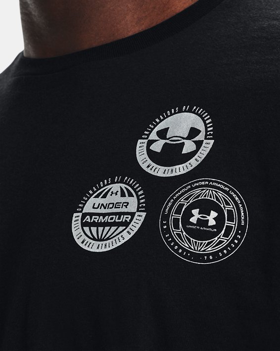 Men's UA Multi Crest Logo Short Sleeve, Black, pdpMainDesktop image number 3